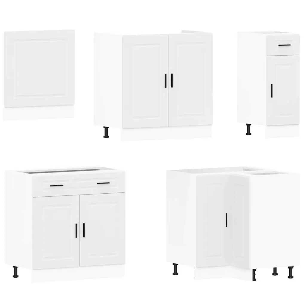11 Piece Engineered Wood Kitchen Cabinet Set White Storage Furniture Cupboard