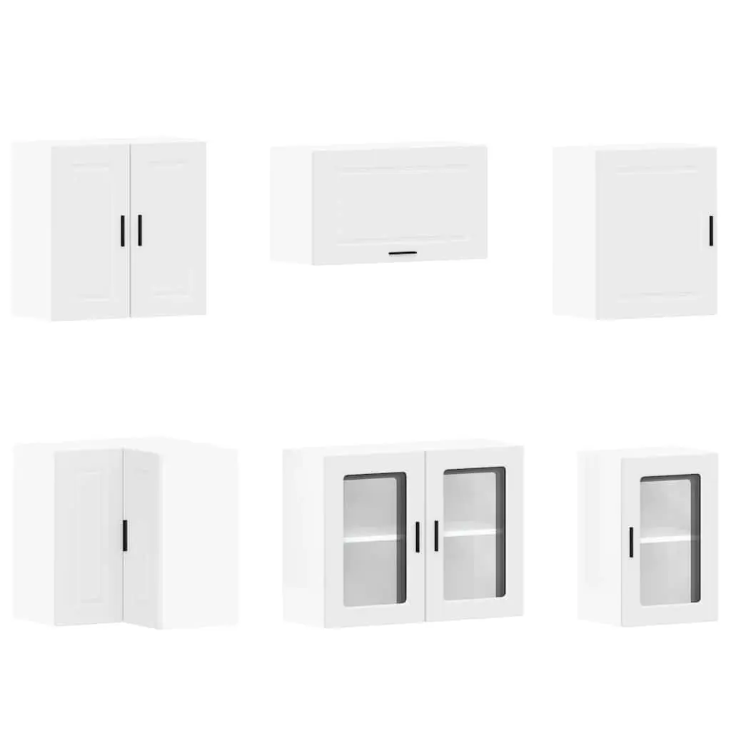 11 Piece Engineered Wood Kitchen Cabinet Set White Storage Furniture Cupboard