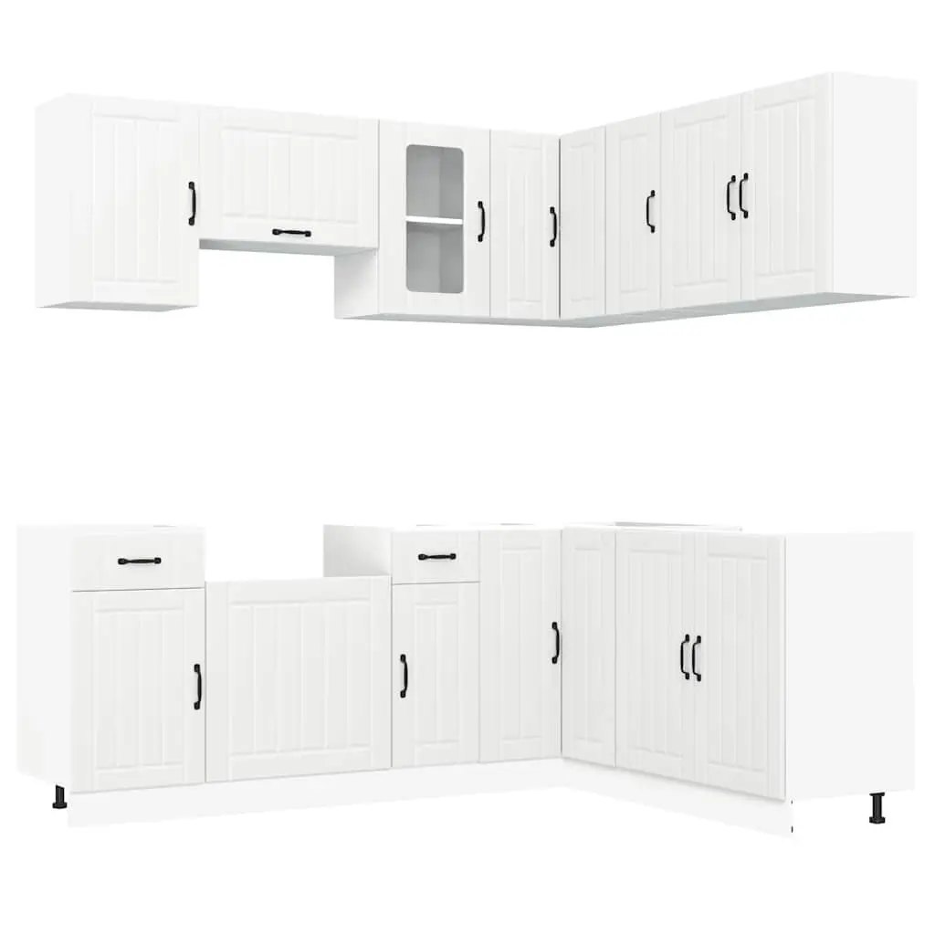 Kitchen Cabinet Set White 11 Piece Engineered Wood Storage Cupboard Furniture