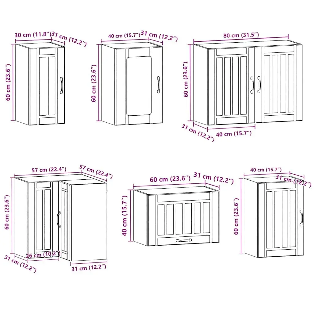 Kitchen Cabinet Set White 11 Piece Engineered Wood Storage Cupboard Furniture