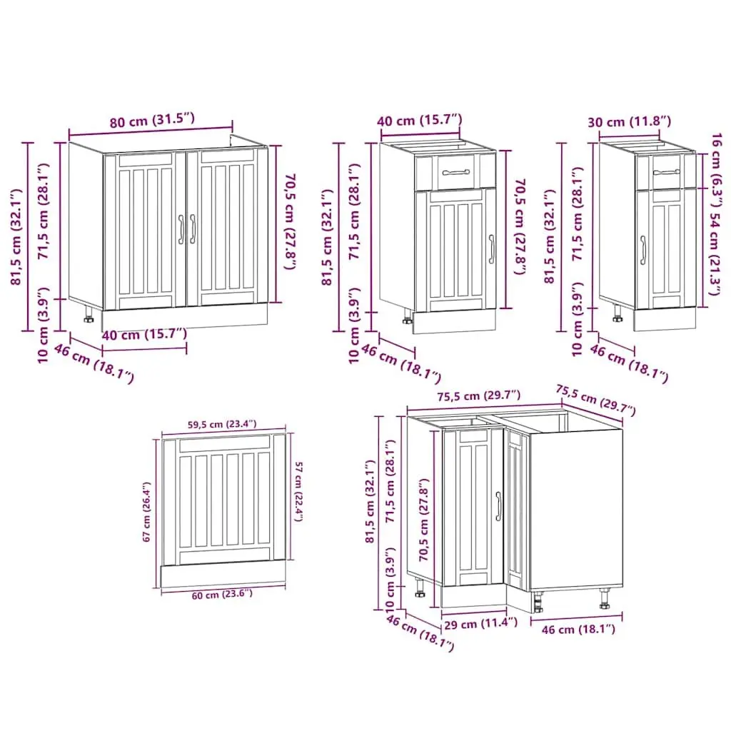 Kitchen Cabinet Set White 11 Piece Engineered Wood Storage Cupboard Furniture