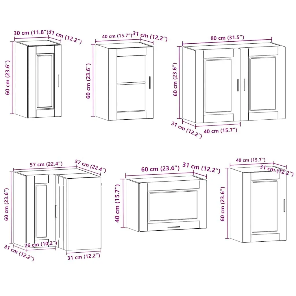 11 Piece Kitchen Cabinet Set Engineered Wood White Finish Adjustable Feet