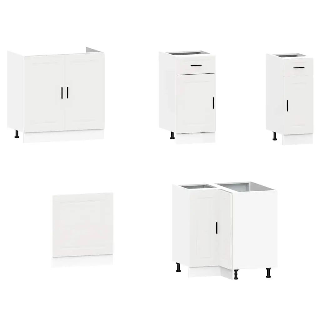 11 Piece Kitchen Cabinet Set Engineered Wood White Finish Adjustable Feet