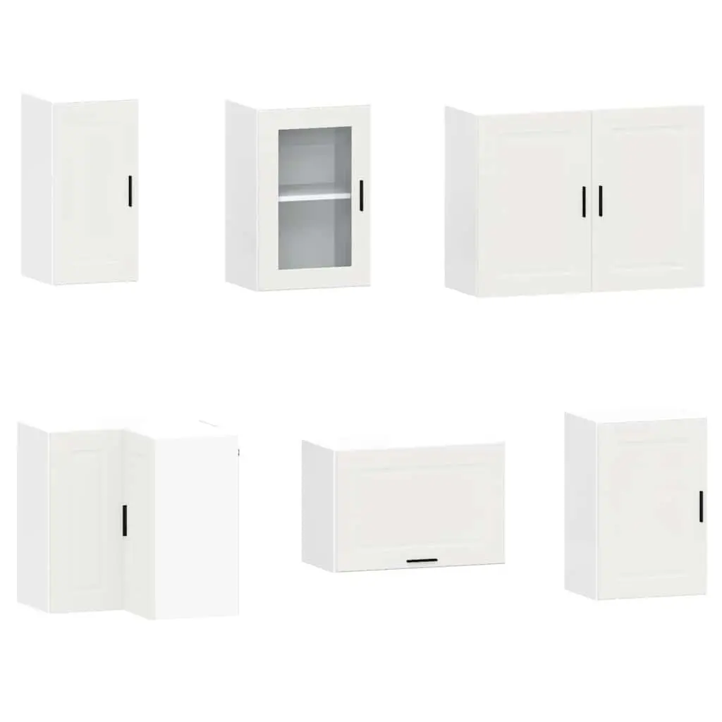 11 Piece Kitchen Cabinet Set Engineered Wood White Finish Adjustable Feet