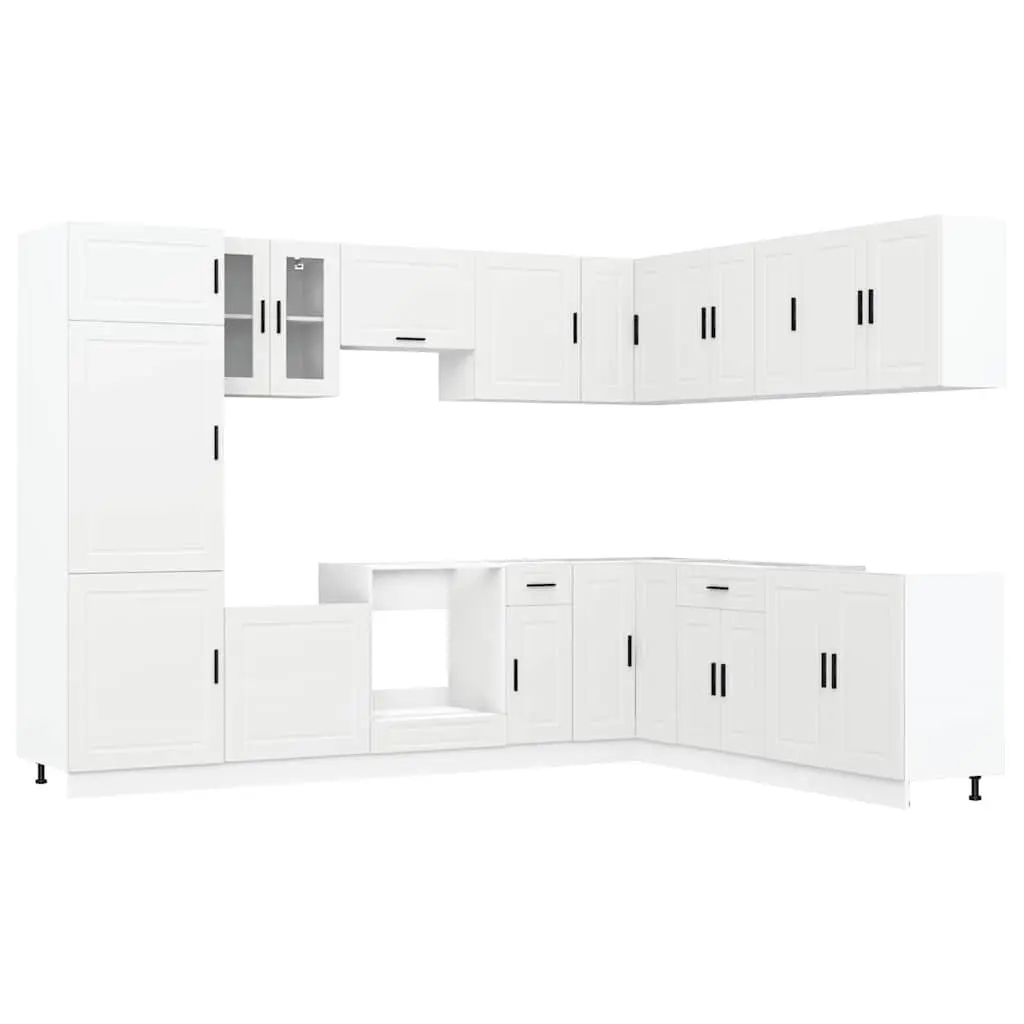 14-Piece White Kitchen Cabinet Set in Engineered Wood