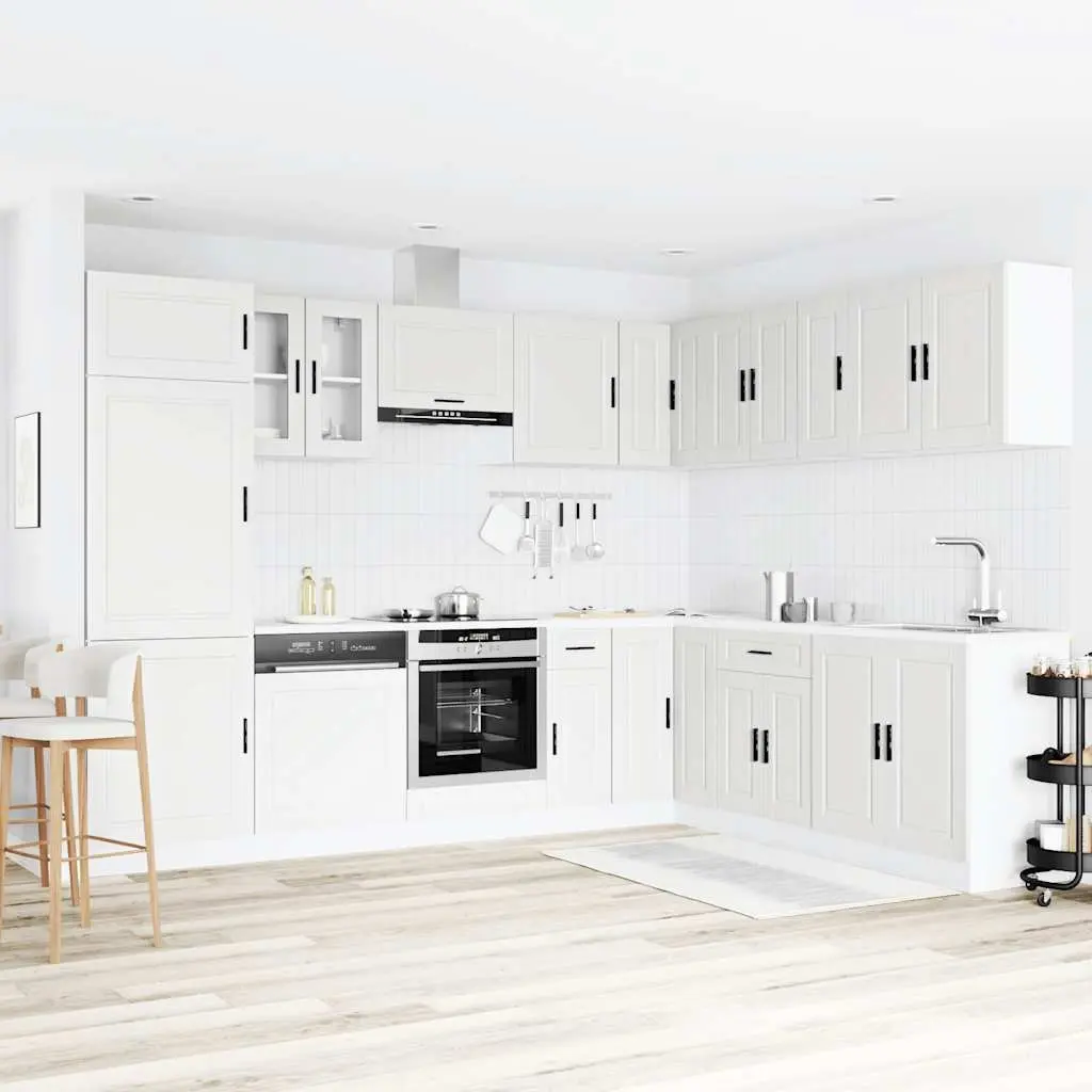 14-Piece White Kitchen Cabinet Set in Engineered Wood