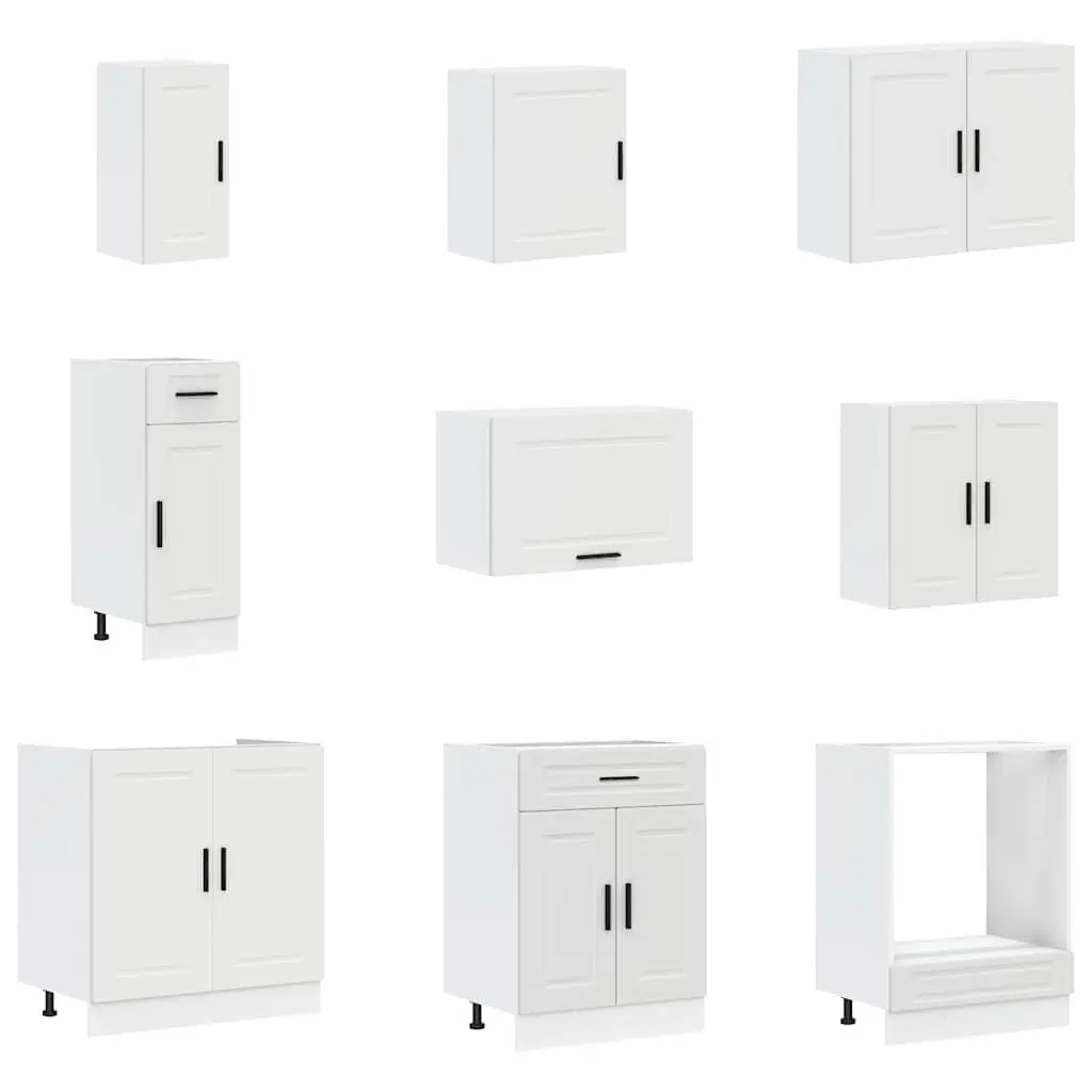 14-Piece White Kitchen Cabinet Set in Engineered Wood