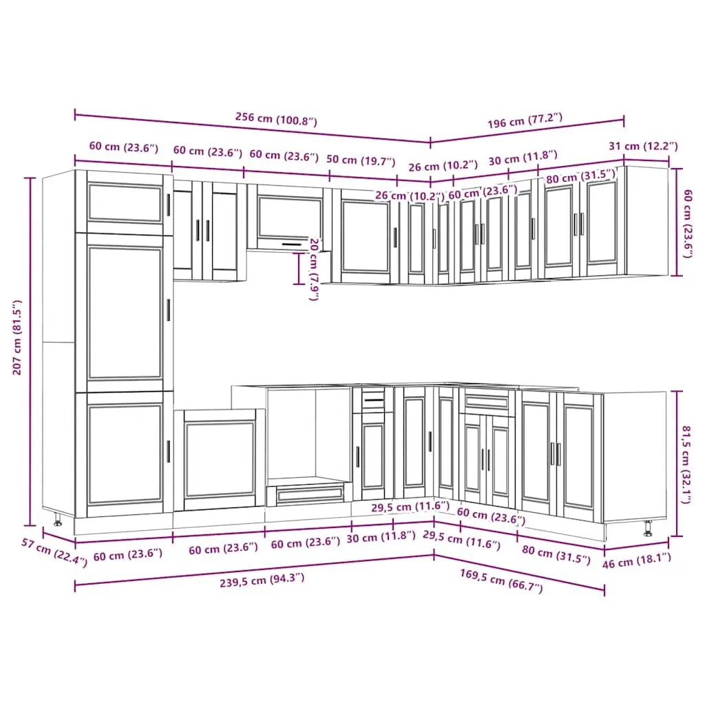 14-Piece White Kitchen Cabinet Set in Engineered Wood