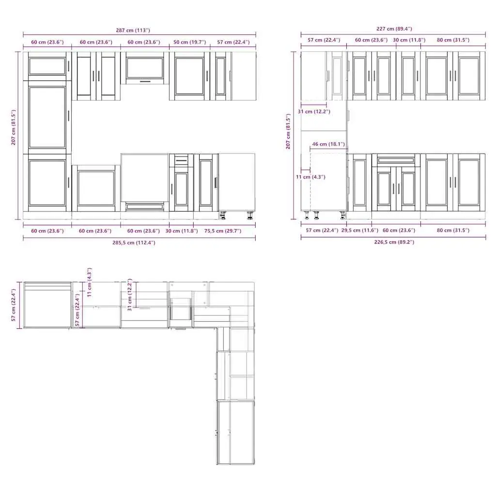 14-Piece White Kitchen Cabinet Set in Engineered Wood