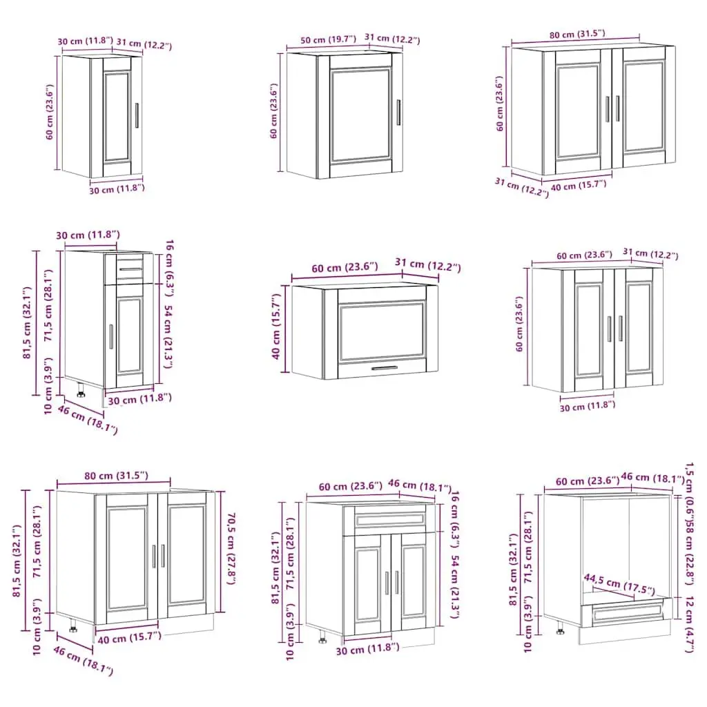 14-Piece White Kitchen Cabinet Set in Engineered Wood
