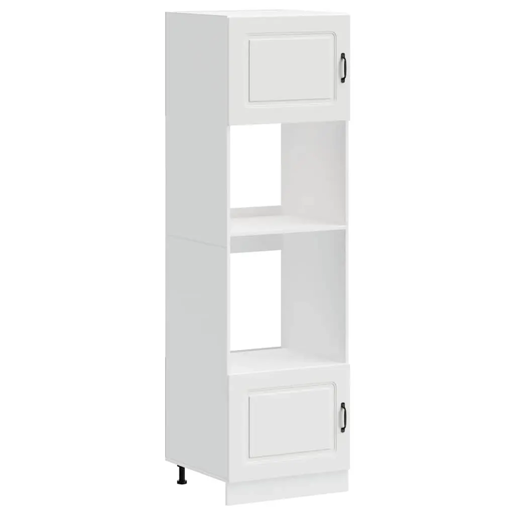 Kitchen Oven Cabinet 2 pcs White Engineered Wood Storage Unit Compact Design