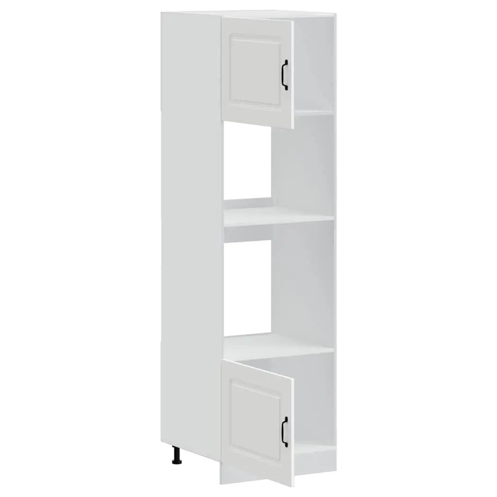 Kitchen Oven Cabinet 2 pcs White Engineered Wood Storage Unit Compact Design