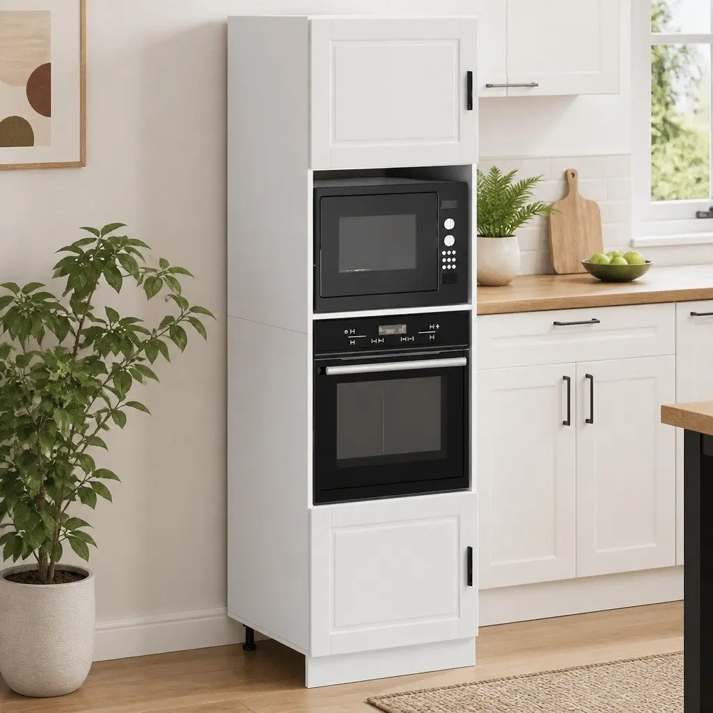 Oven Cabinets White 2 pcs Kitchen Storage Unit Large Compartment Engineered Wood