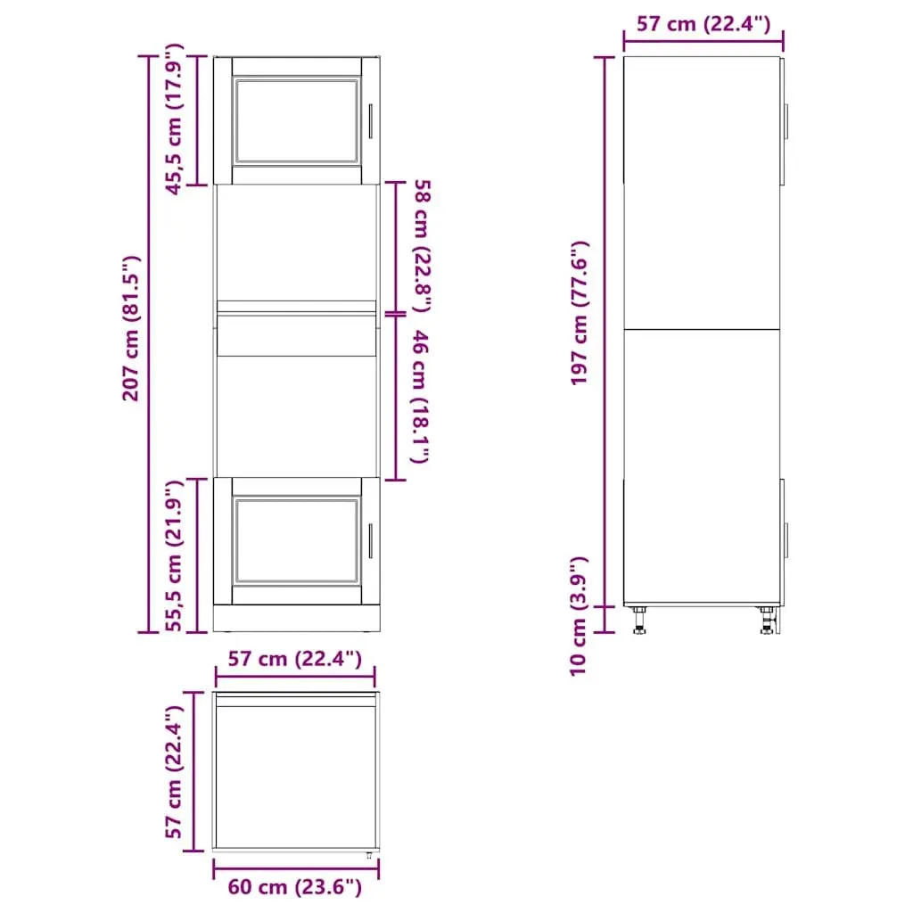 Oven Cabinets White 2 pcs Kitchen Storage Unit Large Compartment Engineered Wood