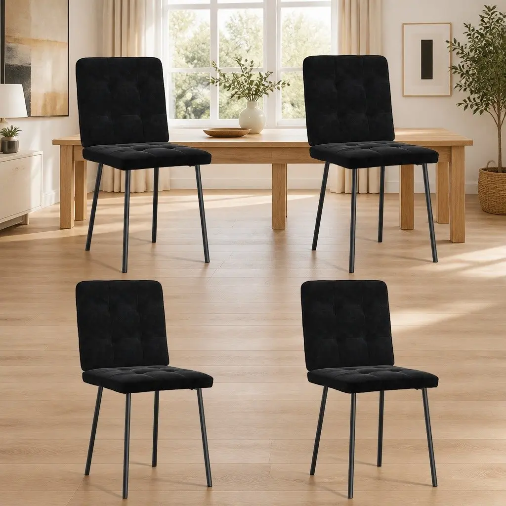 Black Velvet Dining Chairs Set of 4