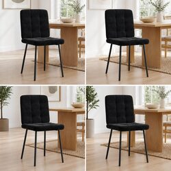 Set of 4 Black Velvet Dining Chairs for Cozy Spaces