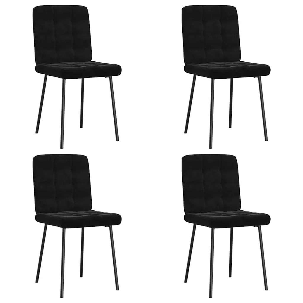 Dining Chairs Black Velvet Modern 4 Piece Metal and Wood Frame