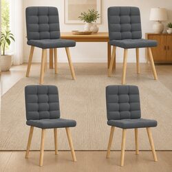 Set of 4 Grey Fabric Dining Chairs for Comfort