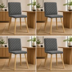 Set of 4 Dark Grey Fabric Dining Chairs