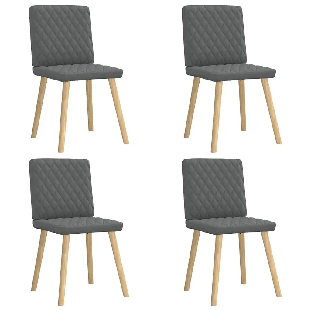Dining Chairs 4 pcs Dark Grey Fabric Kitchen Room Seat Foam Padded Backrest