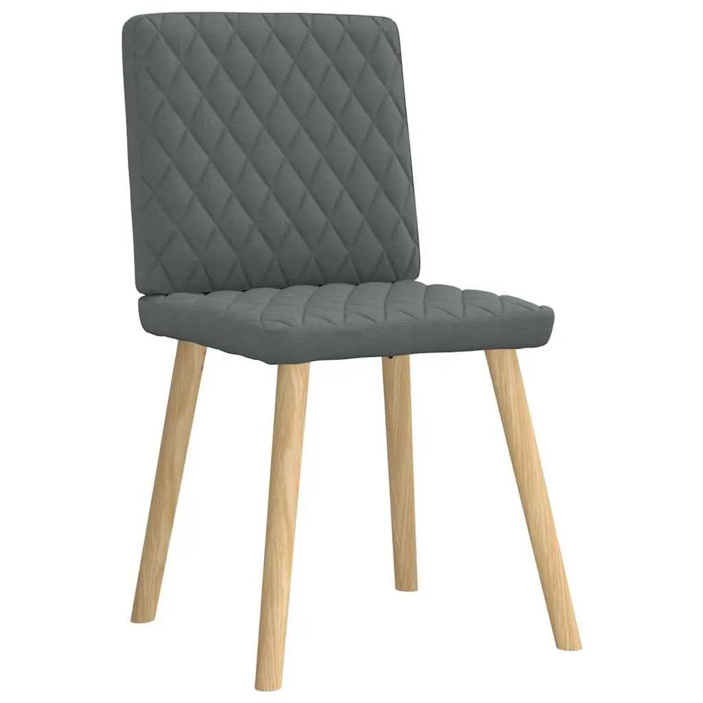 Dining Chairs 4 pcs Dark Grey Fabric Kitchen Room Seat Foam Padded Backrest