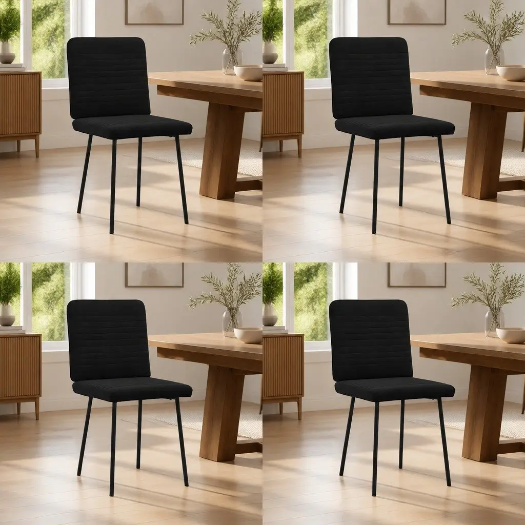Dining Chairs 4 pcs Black Velvet Kitchen Seating Set Comfortable Backrest