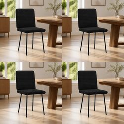 Set of 4 Black Velvet Dining Chairs with Comfortable Backrest