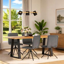 Set of 4 Dark Grey Fabric Dining Chairs