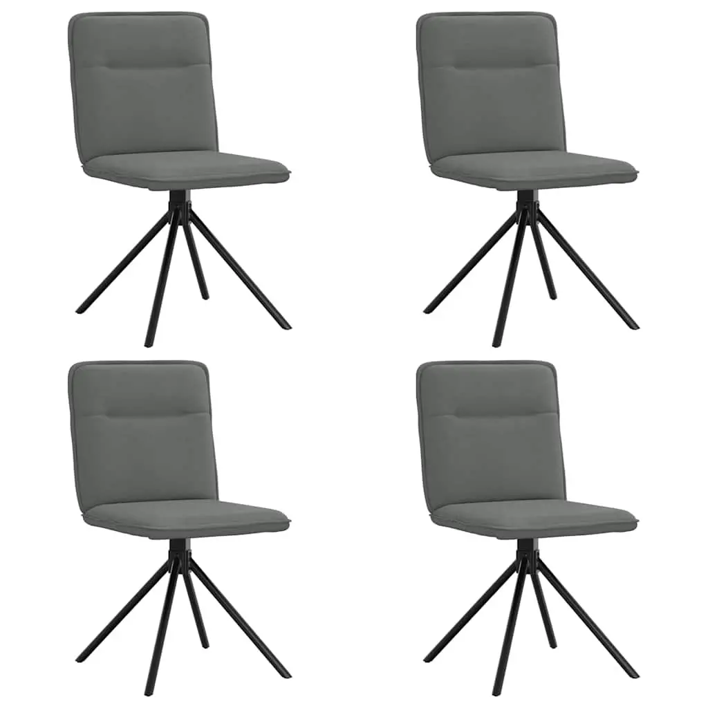 4 Piece Foam Padded Backrest Dining Chairs Dark Grey Fabric Kitchen Room