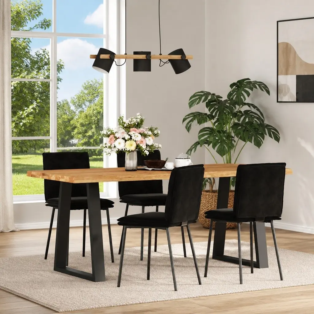 Dining Chairs 4 pcs Black Velvet Kitchen Room Seating Furniture Set