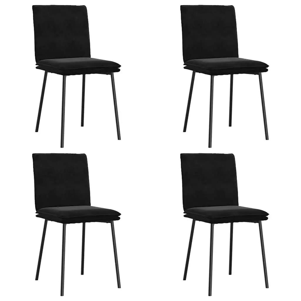 Dining Chairs 4 pcs Black Velvet Kitchen Room Seating Furniture Set
