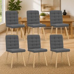 Comfortable Grey Fabric Dining Chairs Set of 6