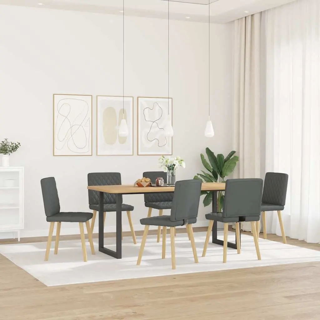 Dining Chairs 6 pcs Grey Fabric Kitchen Living Room Seat Padded Foam Backrest