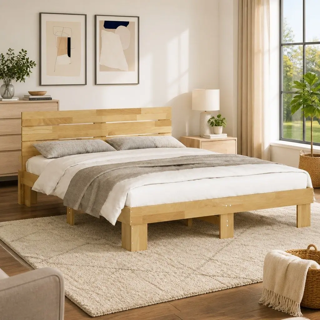 Bed Frame with Headboard Brown 135x190 cm Solid Wood Oak
