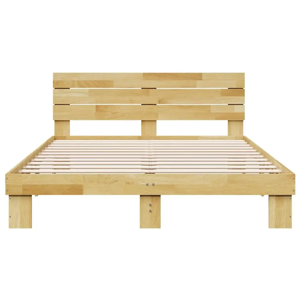 Bed Frame with Headboard Brown 135x190 cm Solid Wood Oak