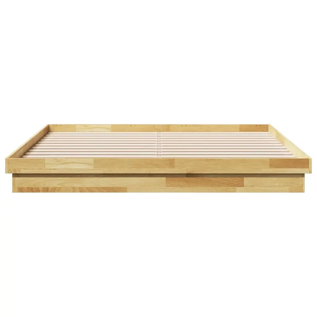 Bed Frame Solid Oak Wood Low Floor 180x200 cm Slatted Base