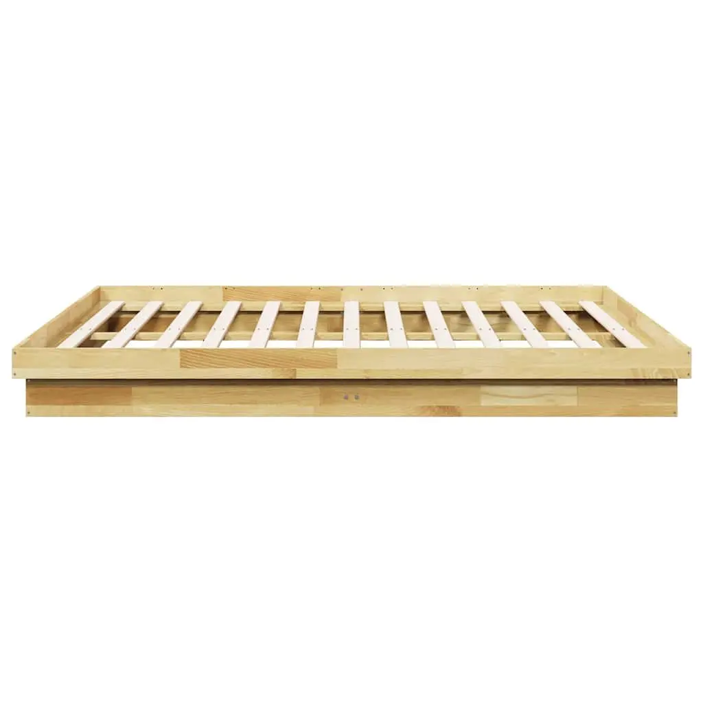 Bed Frame Solid Oak Wood Low Floor 180x200 cm Slatted Base