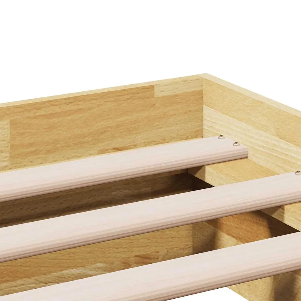 Bed Frame Solid Oak Wood Low Floor 180x200 cm Slatted Base