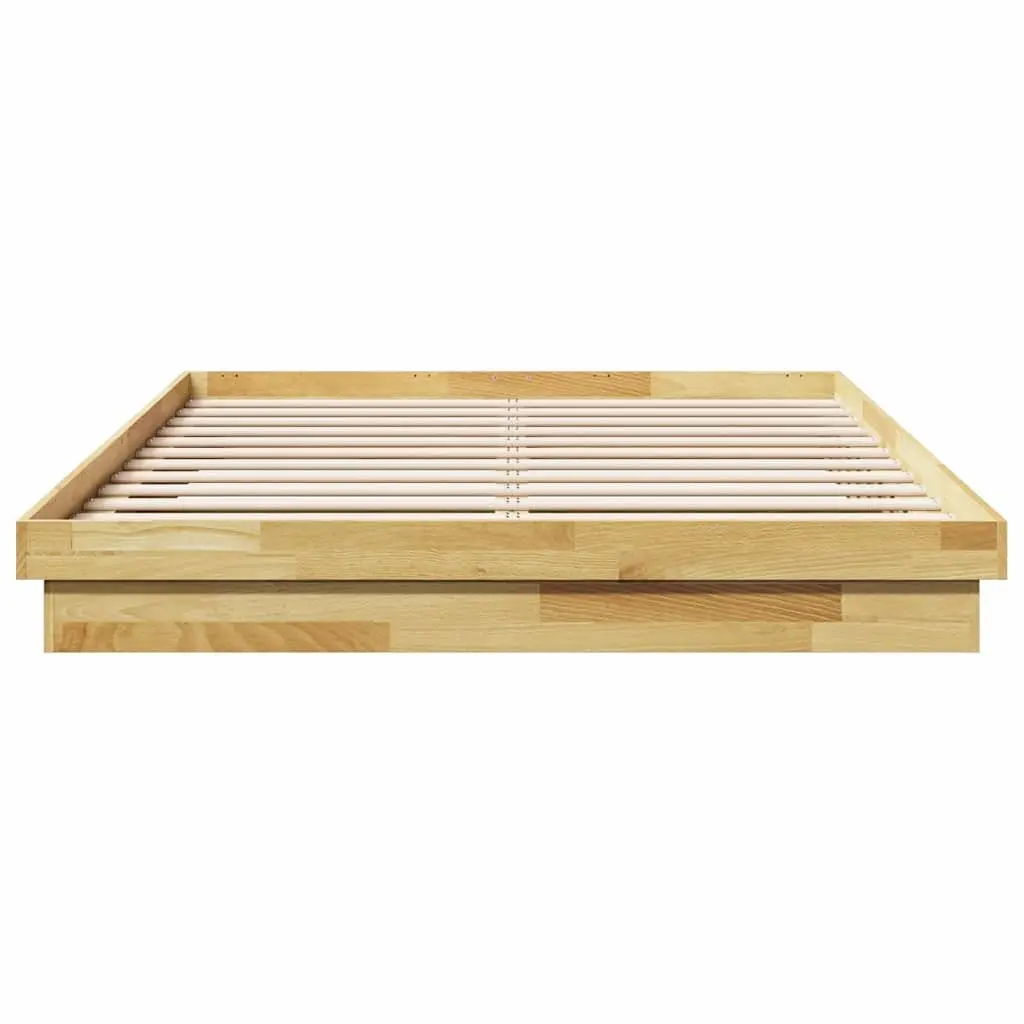 Bed Frame Low Floor 150x200 cm Solid Wood Oak Slatted Base