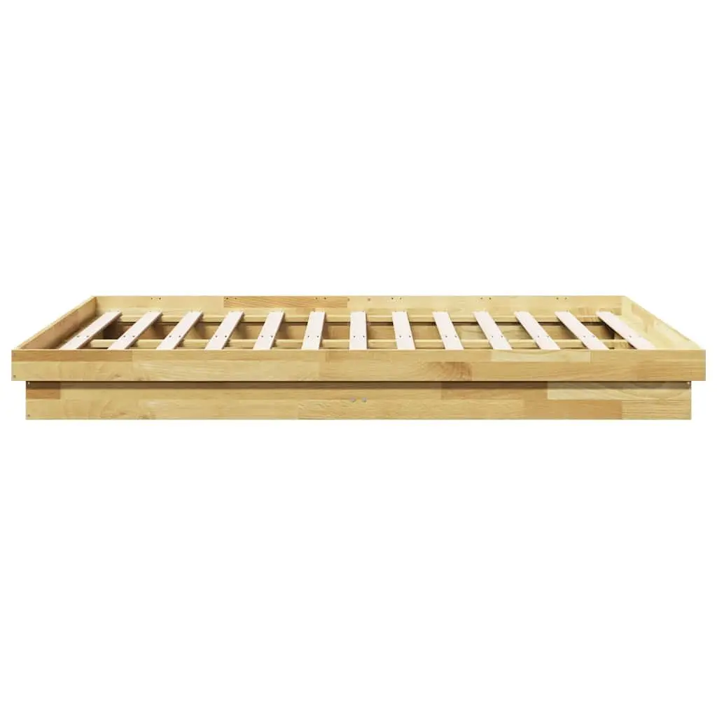 Bed Frame Low Floor 150x200 cm Solid Wood Oak Slatted Base