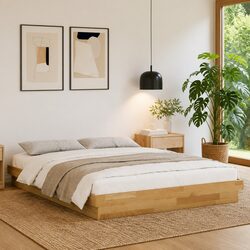 Children's Low Floor Bed Frame 135x190 cm in Solid Oak