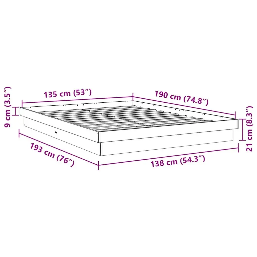 Children's Low Floor Bed Frame 135x190 cm in Solid Oak