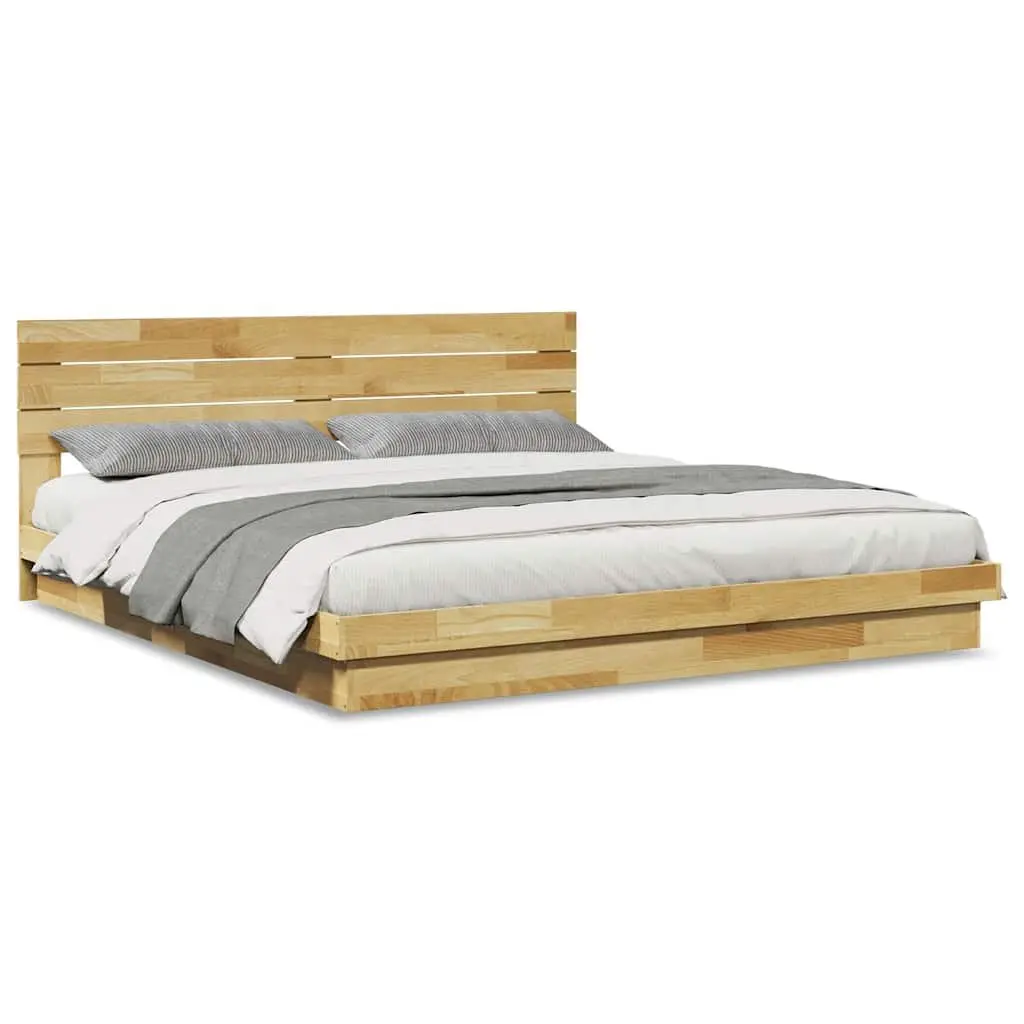 Solid Wood Bed Frame Low Platform 180x200 cm Oak Wood