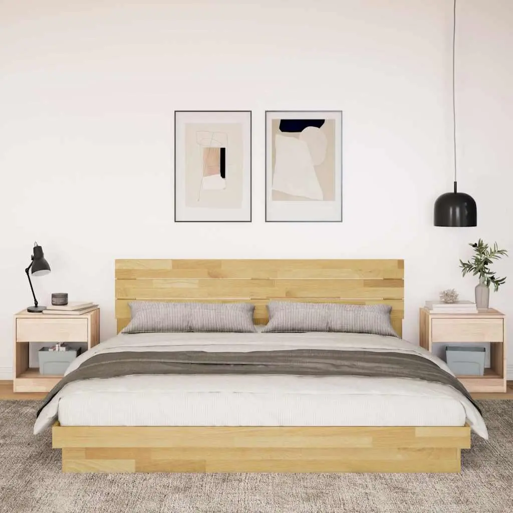 Solid Wood Bed Frame Low Platform 180x200 cm Oak Wood