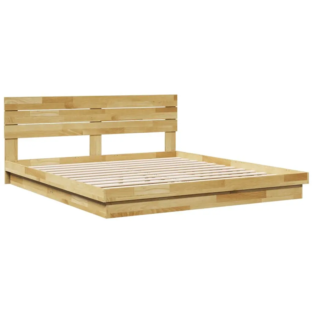 Solid Wood Bed Frame Low Platform 180x200 cm Oak Wood