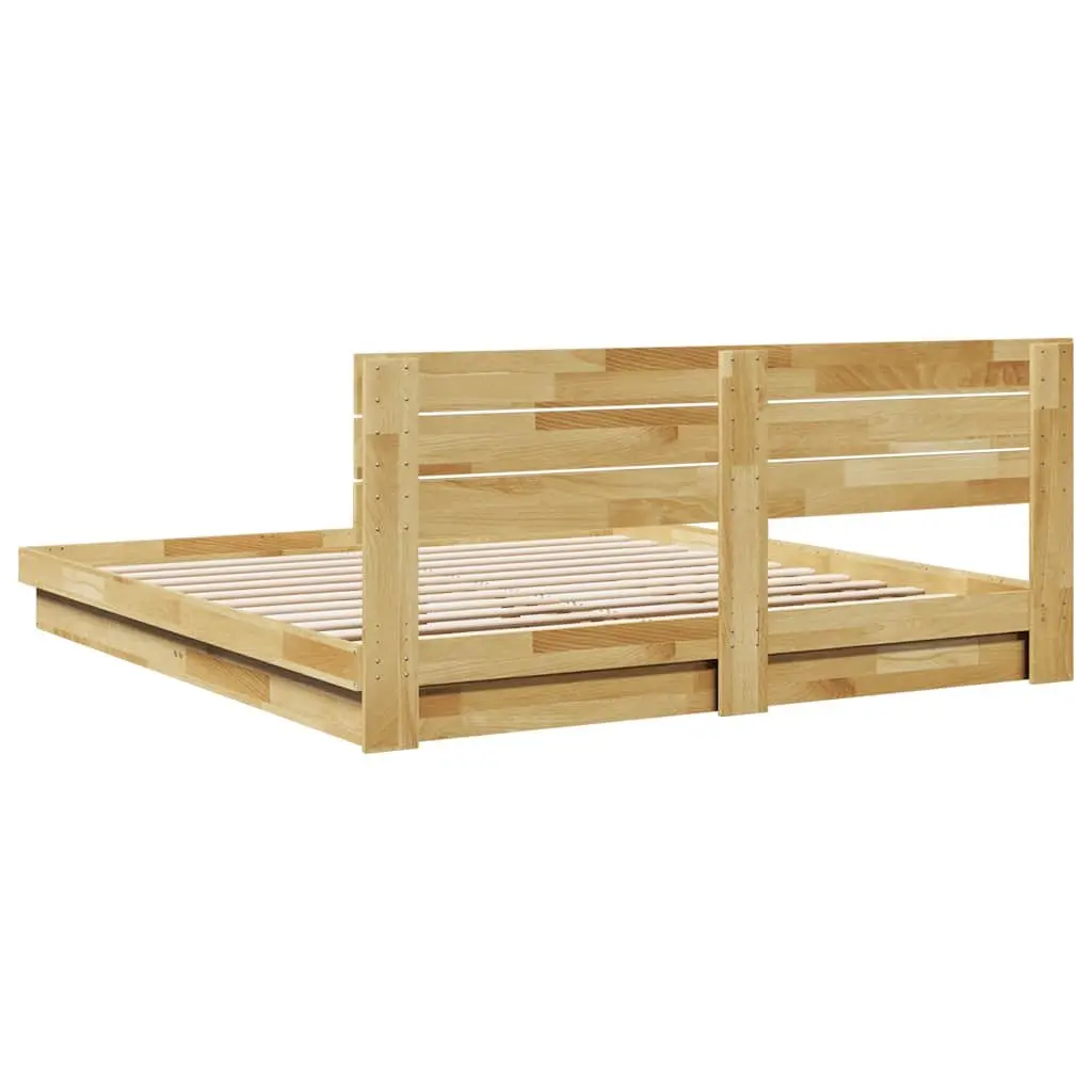 Solid Wood Bed Frame Low Platform 180x200 cm Oak Wood
