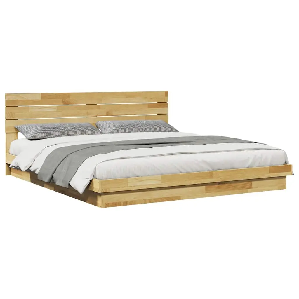 Solid Wood Bed Frame Low Platform 180x200 cm Oak Wood