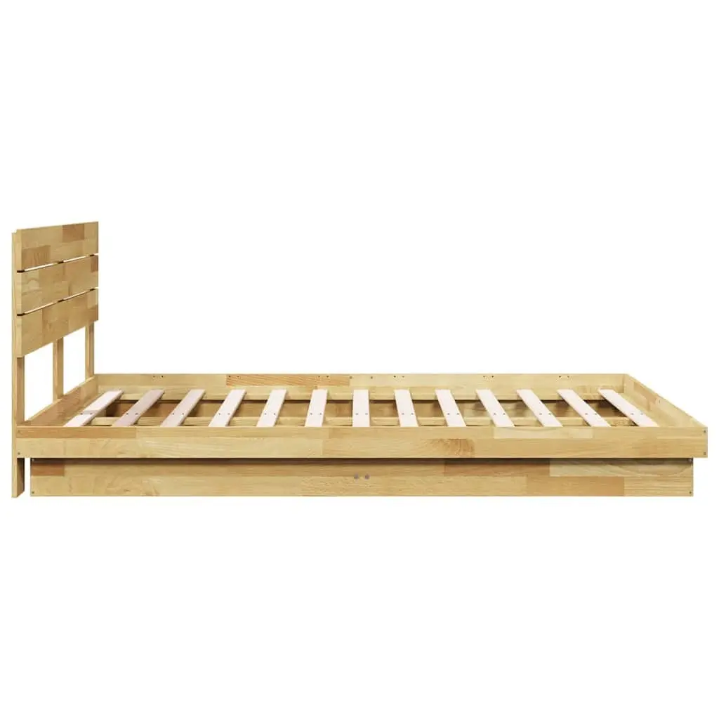 Solid Wood Bed Frame with Headboard 150x200 cm Low Floor Design Slatted Base