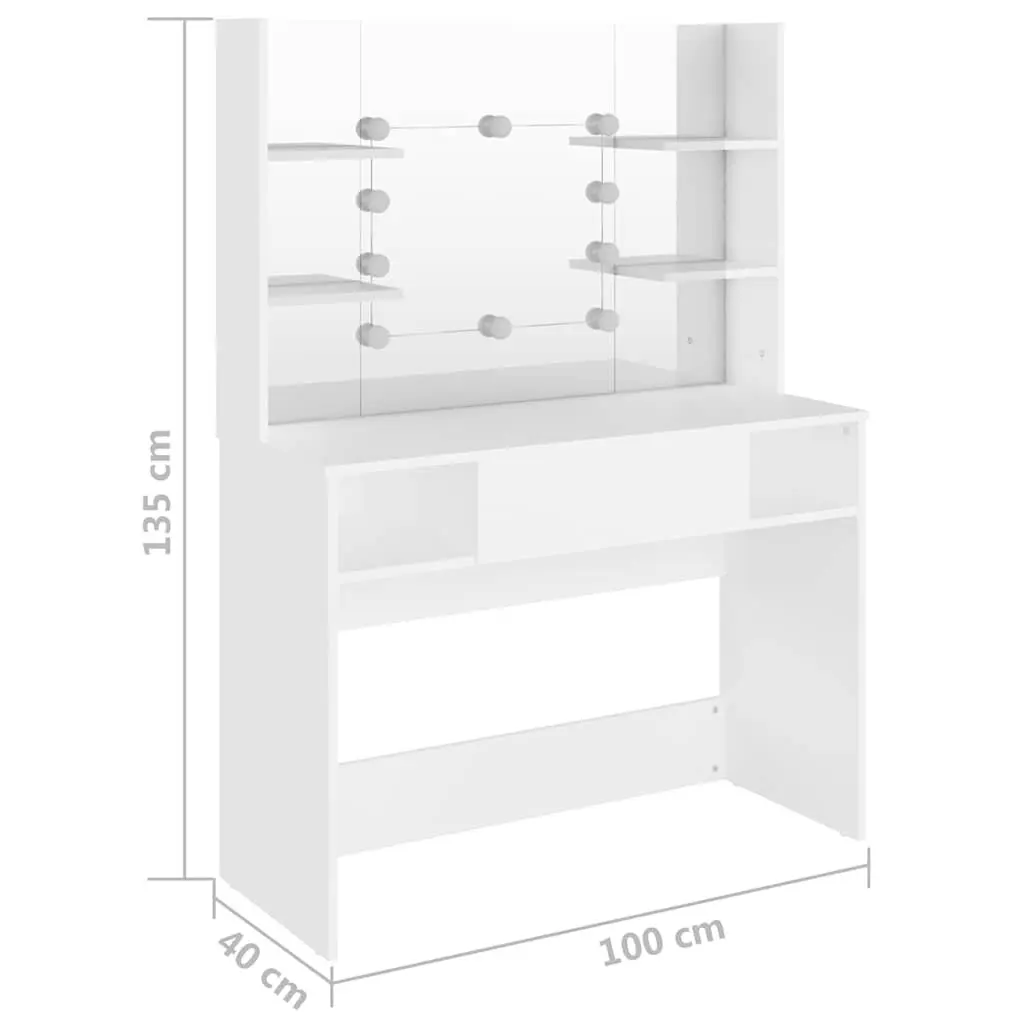 White Makeup Dressing Table with LED Mirror