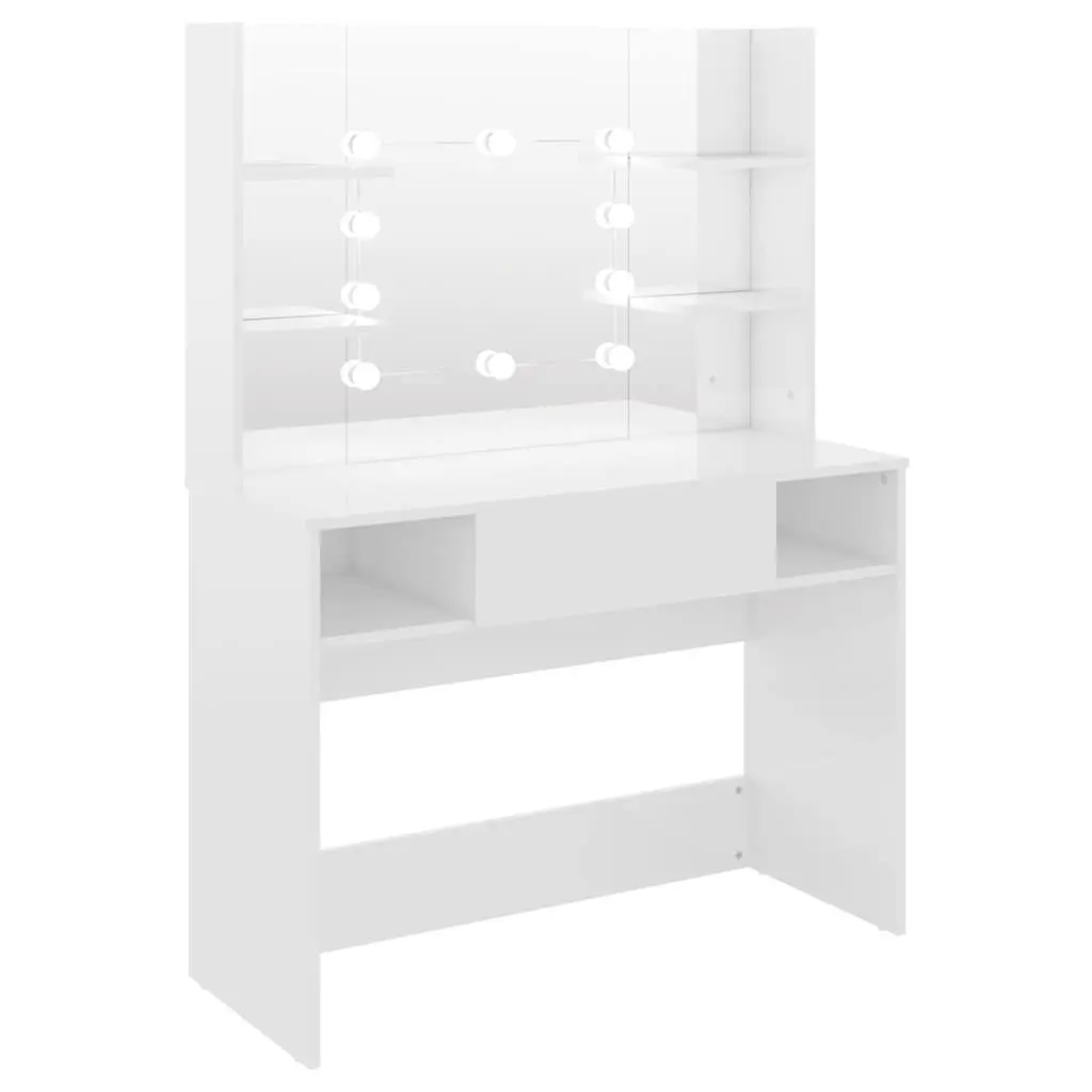 White Makeup Vanity Table with LED Mirror for Bedroom